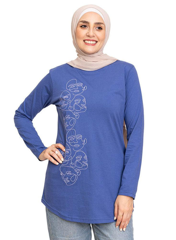 Castle Printed Long - Sleeve Faces - Khotwh